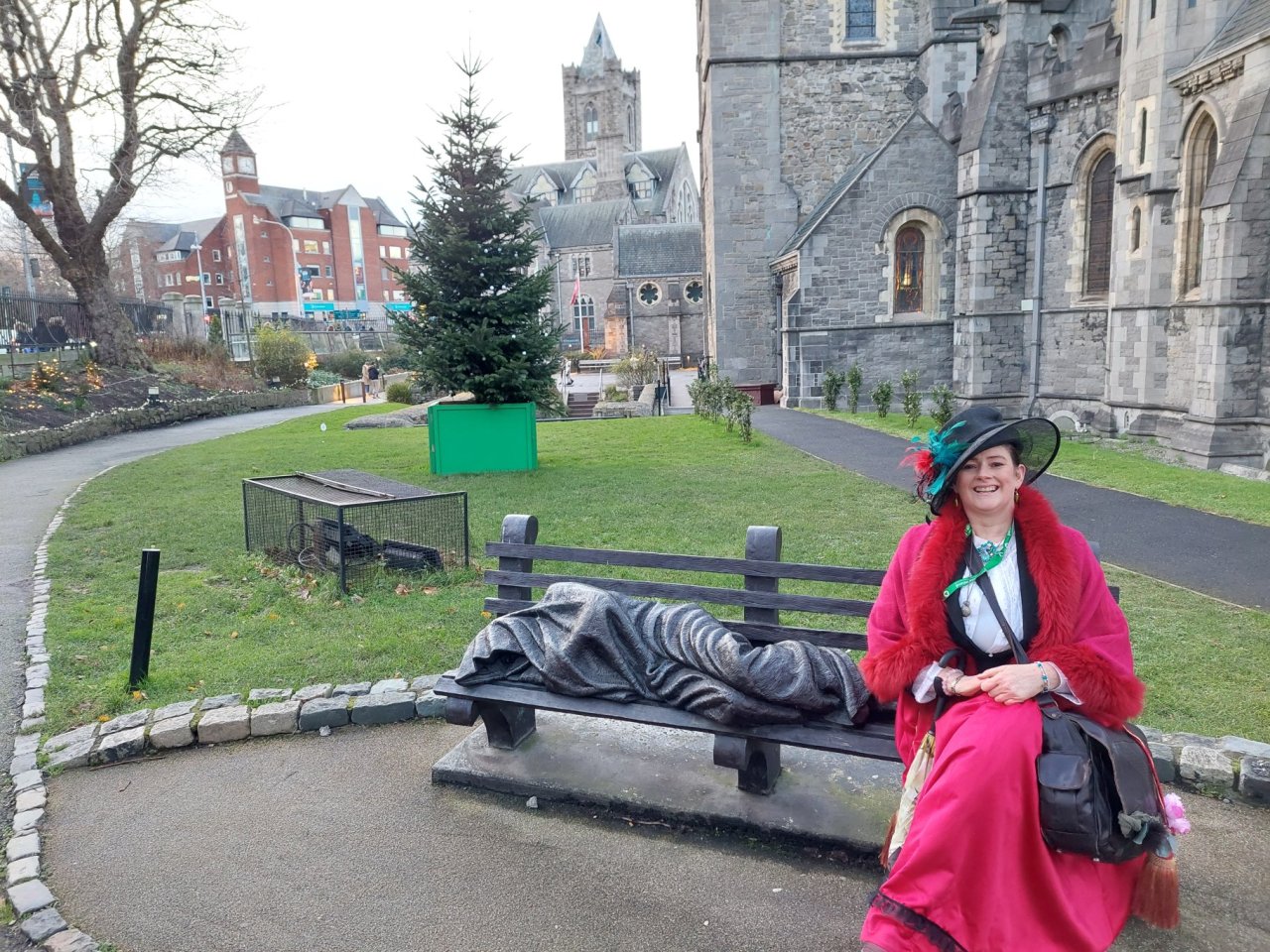 tour guide seated outside of christ church cathedral 